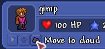 Terraria "move to cloud" button